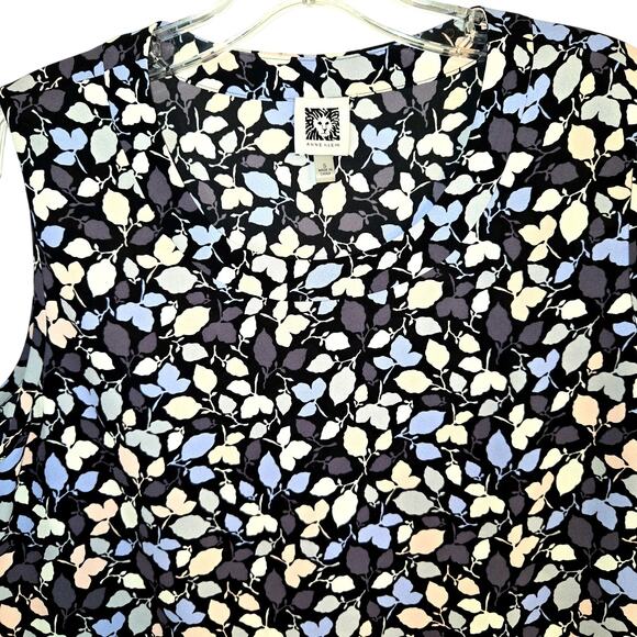 Anne Klein Small Floral Blue Women's Shirt Sleeveless Top Shell Blouse Miss 4 6 - Picture 1 of 6